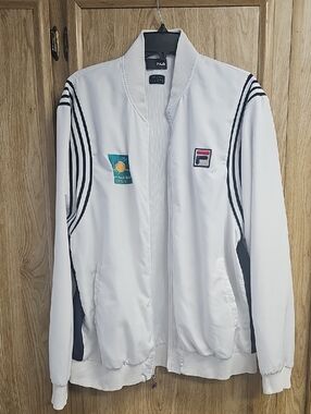 Fila White Jacket with Black Stripe Accents
